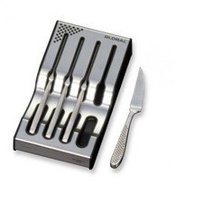 Global 4 Piece Steak Knife Set with Storage Dock