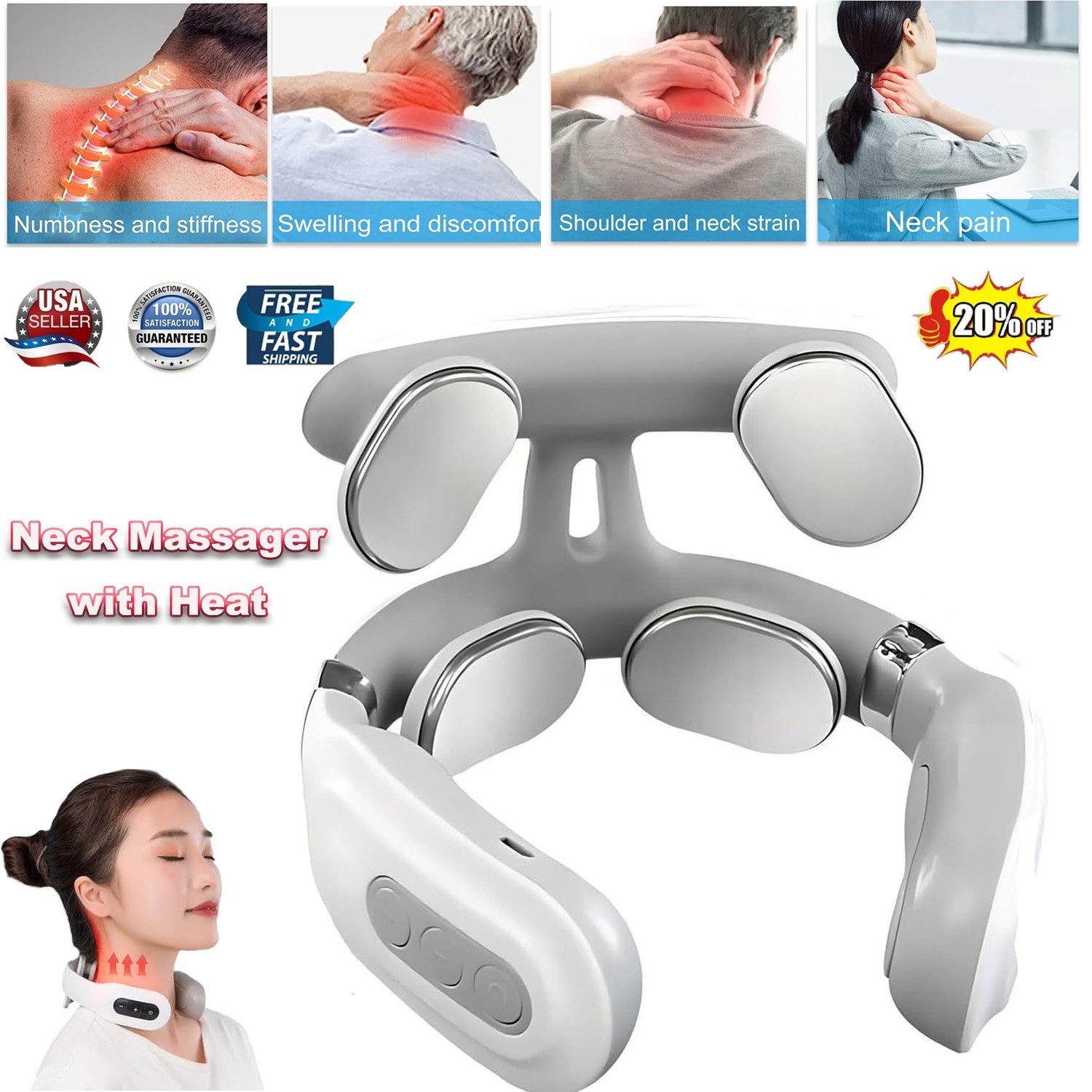 Neck Massager with Heat Electric Massager for Neck Shoulder 