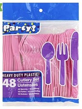 Heavy Duty Plastic Cutlery 48-Piece Set Spoons, Forks, Knives
