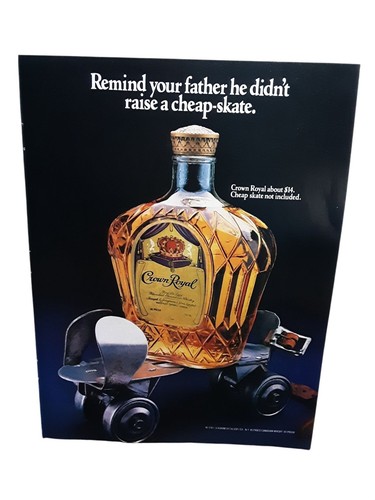 1983 Crown Royal Whiskey Ad Roller Skate Father Gift Vintage Print
