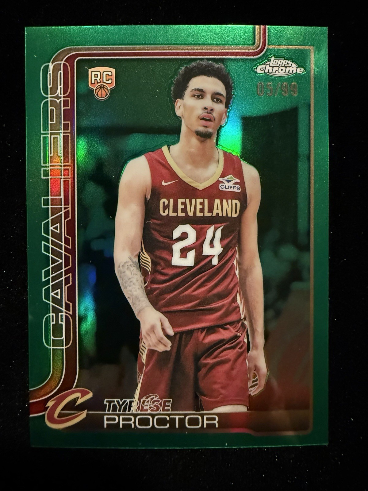 2025-26 Topps Chrome Tyrese Proctor RC 5/99 Rookie Green Refractor #300 Cavs