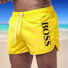 Yellow, Size: S - 2024 Summer Beach Shorts Mesh Lined Swimwear Man Board