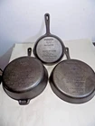 Nice 3 Pc.Wagner 1891 8" &10.5" Skillets/10.5" Fryer-10.5" Barely Spin-Restored