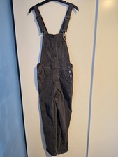Fatface 8L Lewes Washed Black Women Straight Leg Dungarees Overalls NEW