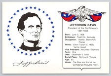 Jefferson Davis Confederate President Card Fairview Kentucky Postcard