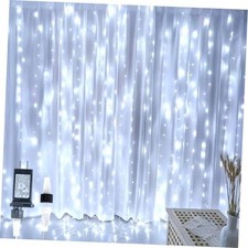 9.8FT x 9.8FT White Curtain Lights Plug in, Curtain Fairy Lights  304LED