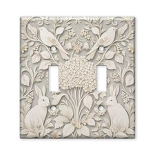 Tan Heritage Accent White Botanical Relief Light Switch Plate Cover Decorative