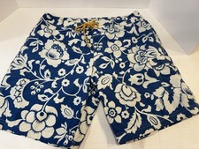 J. Crew Swim Trunks Mens 34 Blue Floral Mesh Lined Pockets Beach Boardwalk