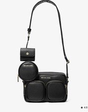Michael Kors Black Pebbled Zip Crossbody Bag ...