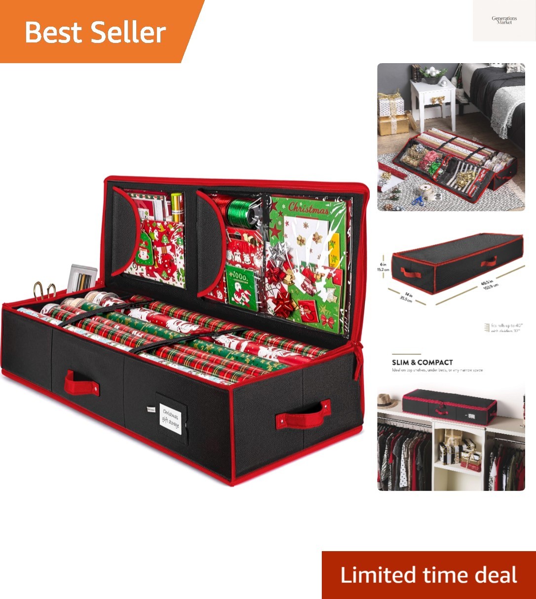 Gift Wrapping Paper Organizer Storage - 40" Gift Wrap Storag
