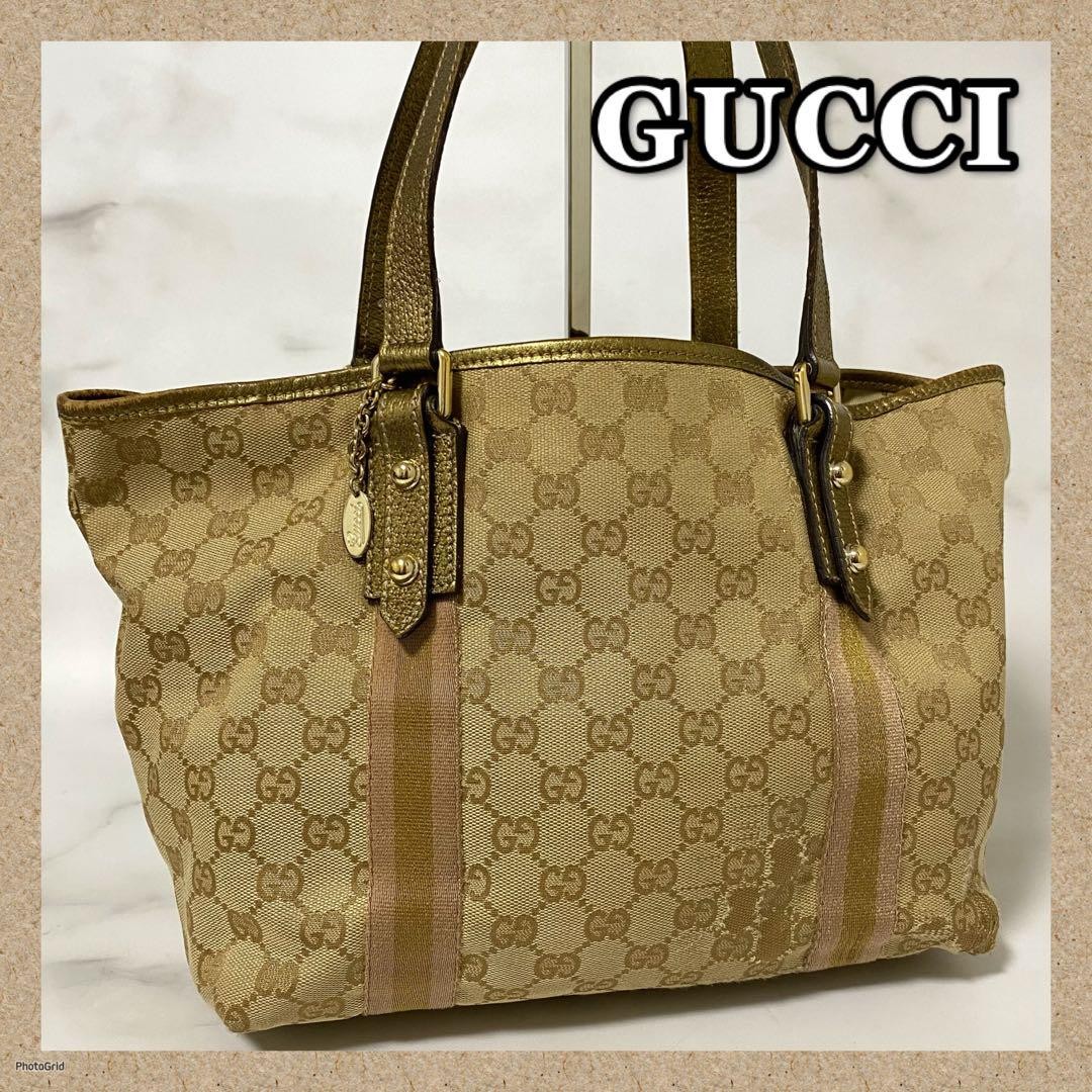Vintage GUCCI GG Monogram Tote Bag Made in Japan