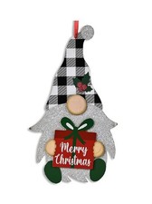 Merry Christmas Gnome Glittered Wood Hanging Sign, 14x8