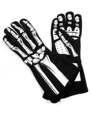 RJS Racing Equipment Single Layer White Skeleton Gloves Small