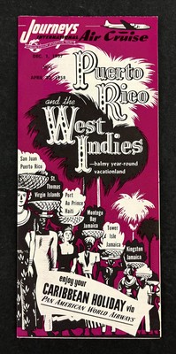 1957/58 Puerto Rico West Indies Journeys Pan Am Airways Vintage Travel Brochure