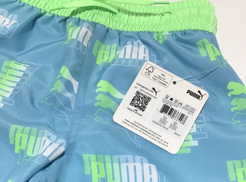 Puma Little Boy's Swim Trunks in Blue and Green Size 4 - Picture 3 of 3