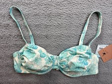 Shade Shore Womens 38D Floral Print Shirred Balconette Underwire Bikini Top