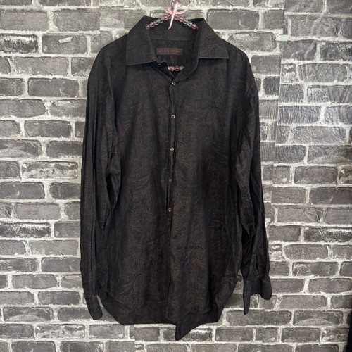 Chemise Homme ETRO Milano Vintage - Taille 44 (environ XL) - Rayures Bleu Ciel - Coton - Italie - Occasion TBE