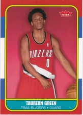 2007-08 Fleer TAUREAN GREEN card #86R-146 Retro Rookie GLOSSY parallel Blazers