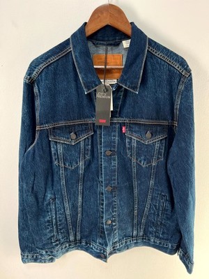 Levi's Premium Trucker Jacke Herren XL Blau Denim Dark Wash Knopfleiste Navy