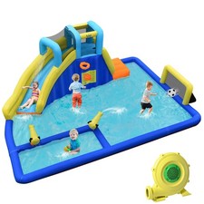 Inflatable Water Slide Climbing Bounce House Splash Pool w/ 735W Blower