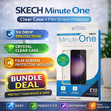 For (Samsung Galaxy S24+ PLUS) SKECH Clear Case + Film Screen Protector Cover