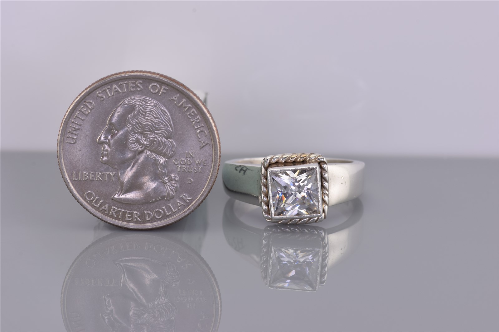 Sterling Silver Offset Square Cable Cubic Zirconi… - image 8