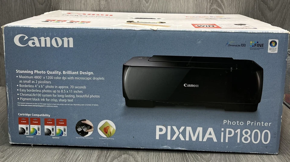 Canon PIXMA iP1800 Photo Printer USB 4800x1200 DPI ChromaLife100 Inkjet Color - Image 4 of 4