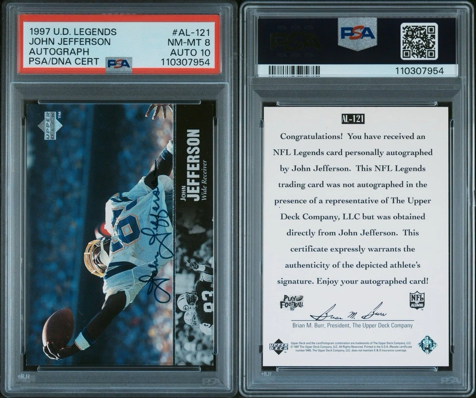 1997 Upper Deck NFL Legends Autographs John Jefferson #AL-121 PSA Auto 10 PSA 8! - Image 3 of 3