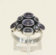 Sz 7.5, Sterling Silver handmade Ring, 925 Silver Ring W/ amethyst, stamped 925
