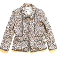 Chanel Lesage Tweed Blazer Jacket Womens 40 US 6 Pink Gray Vintage 2004 Runway