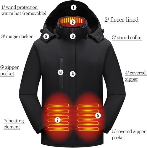 Chaqueta Térmica Calefactable De Hombre Abrigo Con Capucha Calentador Eléctrico image 4