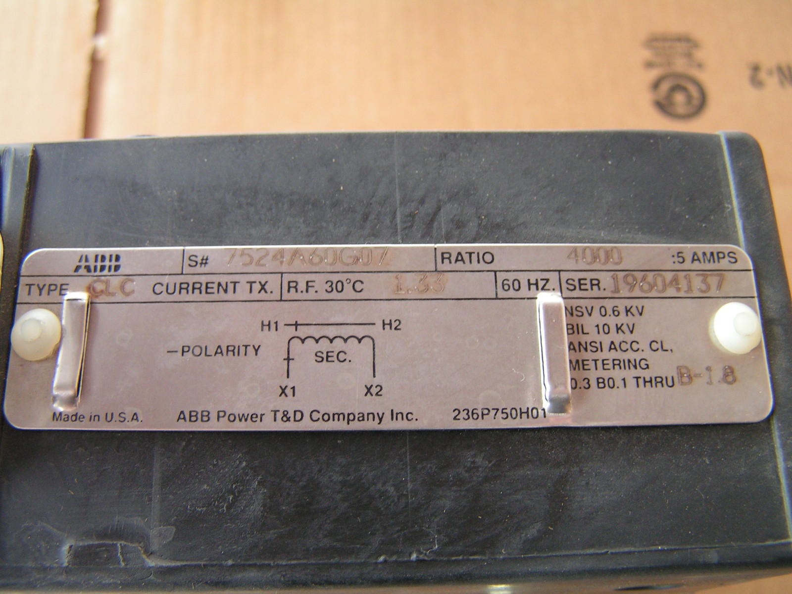 ABB CURRENT TRANSFORMER CLC RATIO 4000 5A NEW