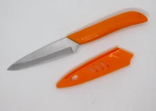 Knife Paring Orange Handle and Cover 4 In Blade 8 In Total Unbranded