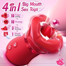 Sucking Vibrator Nipple Clit Sucker Dildo G Spot Lick Massager Sex Toy For Women