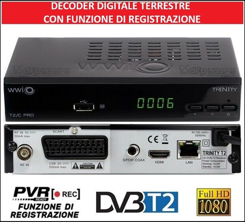 Decoder Ricevitore Digitale Terrestre DVB-T2 PVR Con Funzione di Registrazione @ - Foto 1 di 2