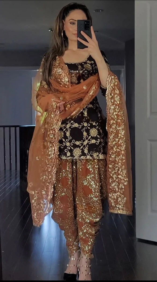 Women Bollywood Top Dhoti Dupatta Set Indian Pakistani Salwar