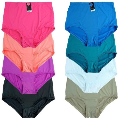 Lot 6 12 Hi-Cut Women's PLUS Size Nylon Briefs Panties Girdle #699 S-XL 2X 3X 4X - 第 1/14 張圖片