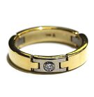 18k yellow white gold .15ct round diamond station link wedding band 9.8g 9.75