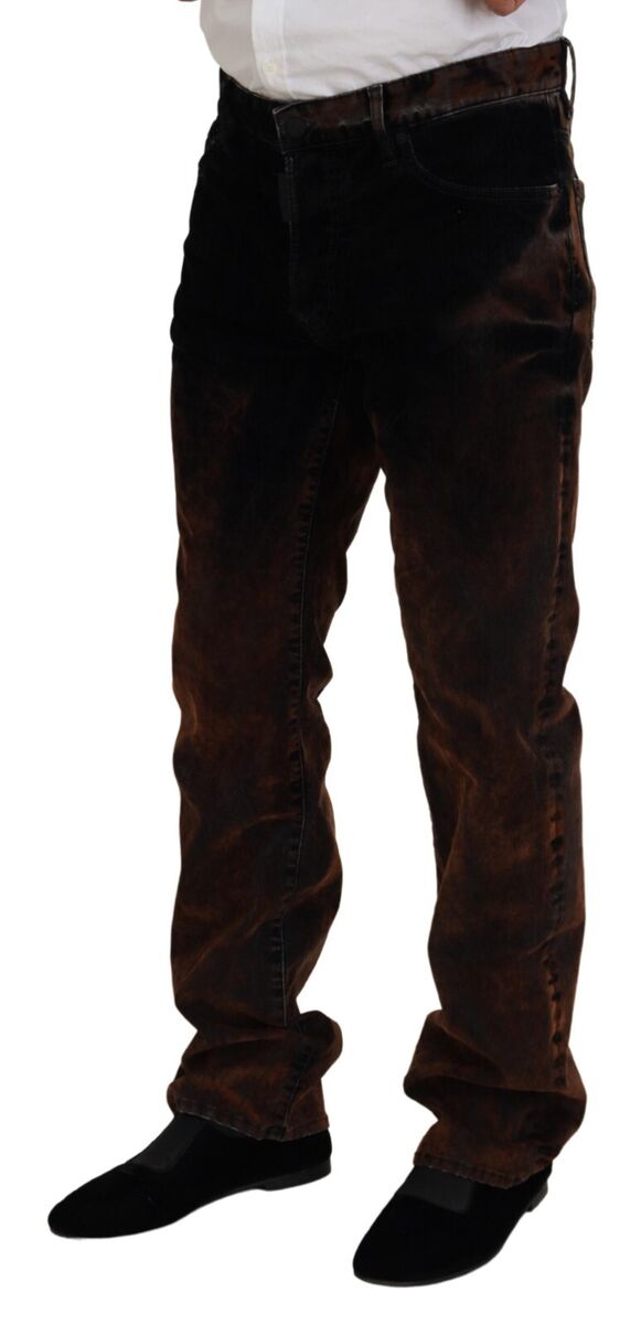 DSQUARED2 Jeans Brown Washed Cotton Straight Fit Casual DSQUARED2 Jeans Brown Washed Cotton Straight Fit Casual
