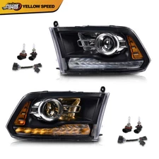 Fit For 2009-2018 Dodge Ram 1500 2500 3500 Black LED Headlights Headlamps Pair