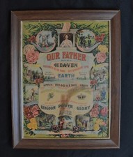 Antique Framed Lord&rsquo;s Prayer Ten Commandments Lithograph. C. 1905, James Lee.