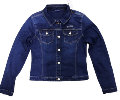 Guess Jean Jacket Youth Size 14  Medium Washed Blue With Rhinestone NWT