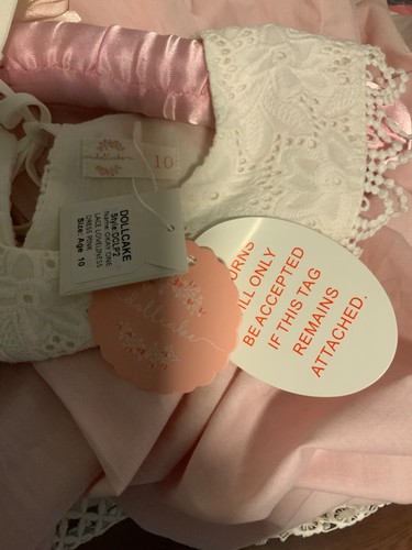 NWT~Dollcake~Okay One Lace Loveliness Dress Pink~ Girls Size 10 - Picture 4 of 5