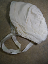 ANTIQUE TAFFETA SILK LINED BABY BONNET Lace TRIM  TIE STRINGS FOR LARGE DOLLS