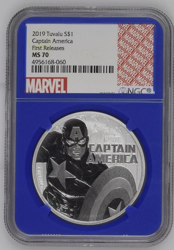 2019 Tuvalu Captain America First Releases 1 oz Silver NGC MS70 - First Releases