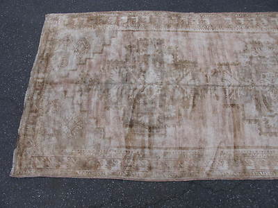 Semi-antique Turkish Oushak rug hand knotted silky wool Turkey 4.6x9.9 #ECAM2