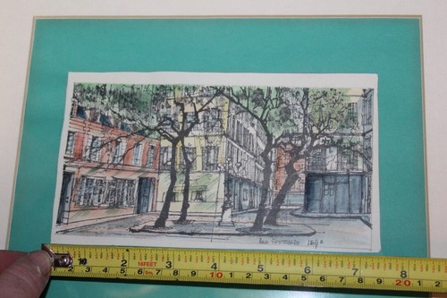Place De Furstemberg Signed Watercolor Painting Print Litho 1961 - Picture 10 of 11