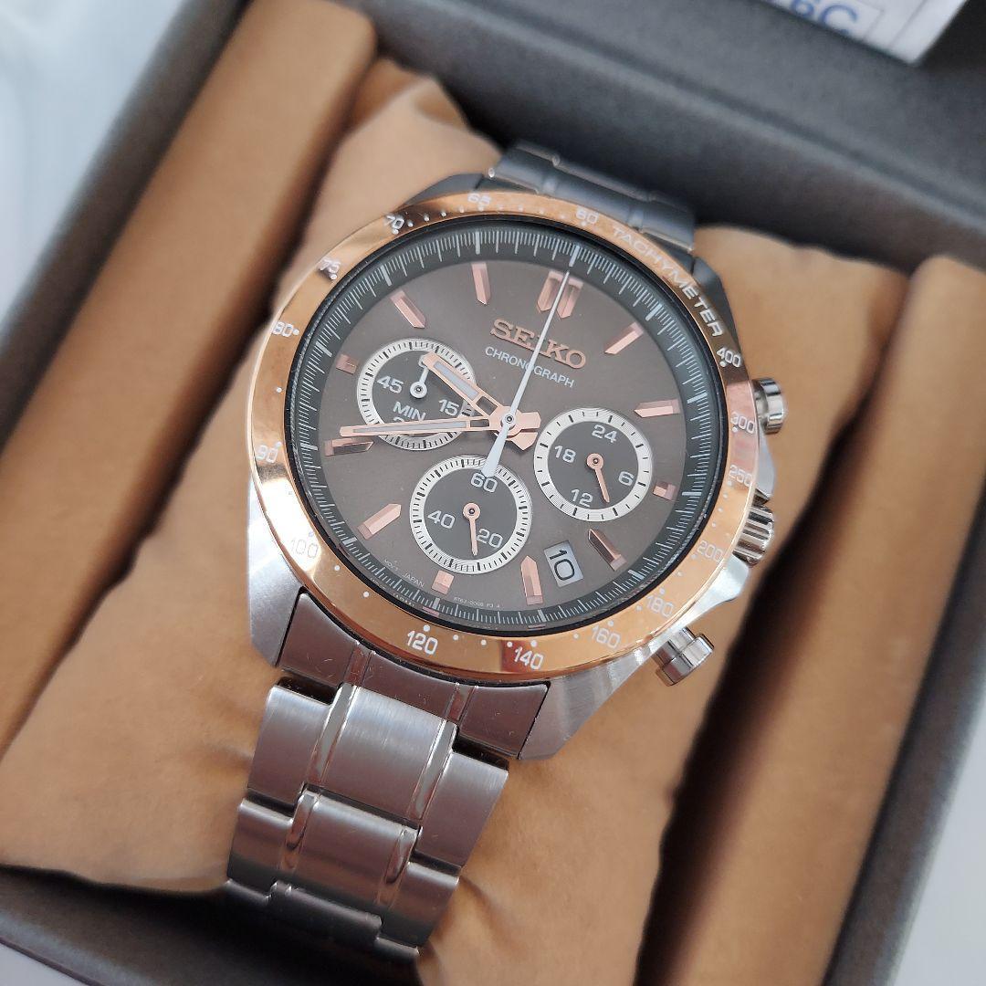 Seiko Chronograph KSN8T6C Date Blk Slv Gold Round Quartz
