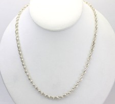 Sterling Silver Diamond Cut Fancy Twisted Chain Necklace 18"