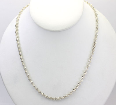 Sterling Silver Diamond Cut Fancy Twisted Chain Necklace 18''